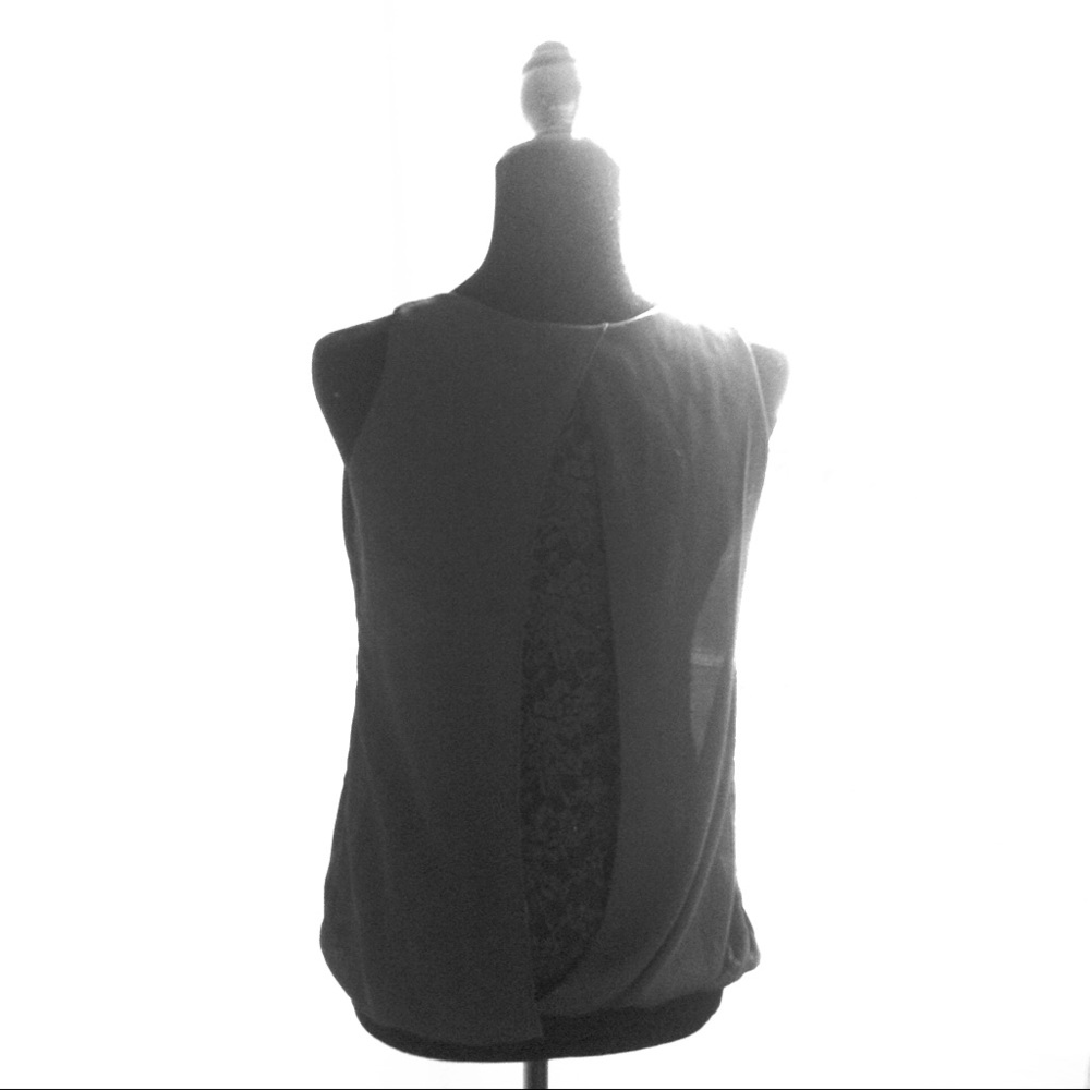 Black tank top w/ black see-through lace